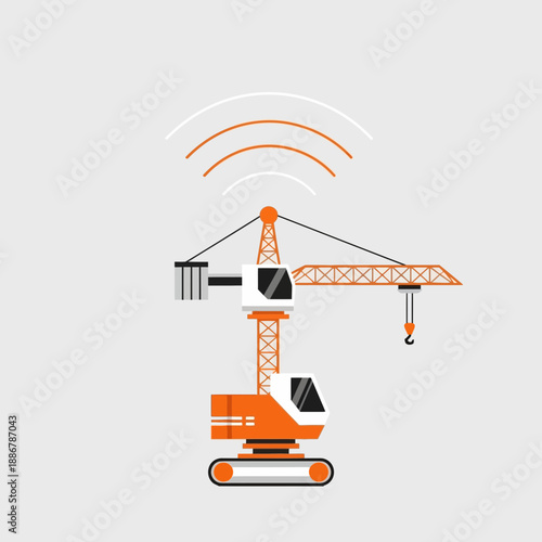 Modern Construction Crane Illustrates Digital Connectivity And Smart Engineering For Building