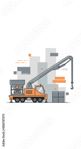 Modern Construction Crane Truck Illustration Vector Design For Building Projects