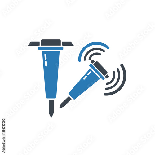 Modern Construction Demolition Jackhammer Tool Icon Set Vector Graphic Design Elements