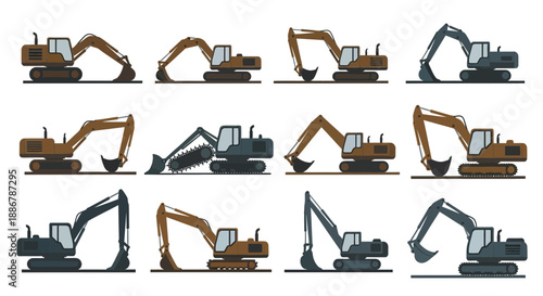 Modern Construction Excavator Machines Collection For Diverse Industrial Projects