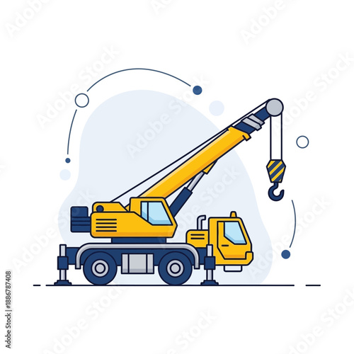 Modern Construction Mobile Crane Vehicle Illustration For Industrial Projects