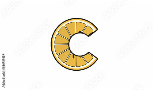 Minimal Citrus Fruit Letter C Vitamin Logo Vector Icon Design