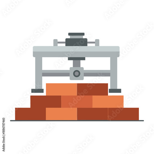 Modern Construction Process Illustrated With Bricks And Industrial Equipment For Building