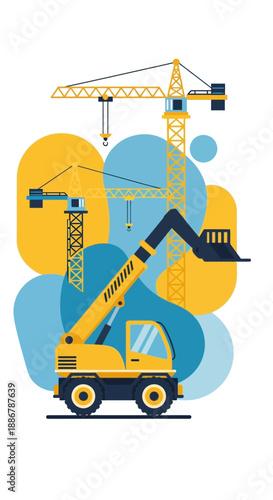 Modern Construction Site With Heavy Equipment Building New Urban Structures
