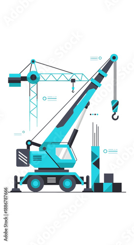 Modern Construction Site With Heavy Machinery Lifting Equipment And Building Process