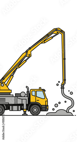 Modern Construction Vehicle Pumping Liquid Concrete Illustration