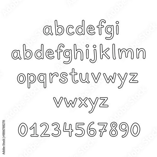 Unique handwritten font style with alphabet and numbers