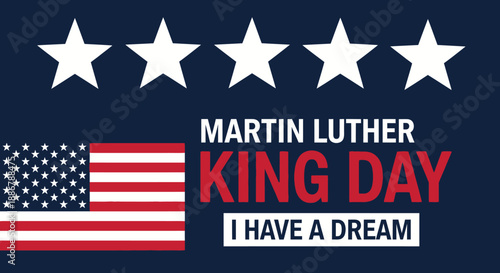 Martin Luther King Jr. Day celebration with American flag and stars.