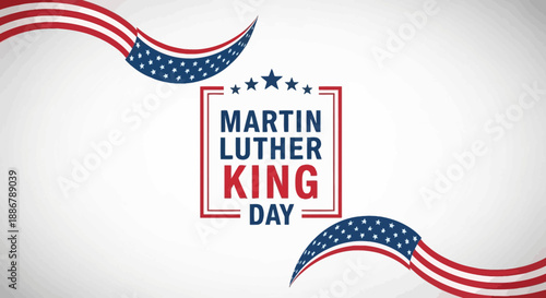 Martin Luther King Jr. Day celebration with American flag elements and stars.