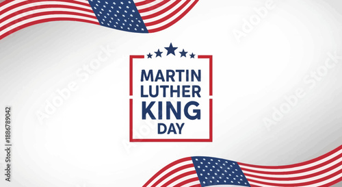 Martin Luther King Jr. Day celebration with American flags and stars.