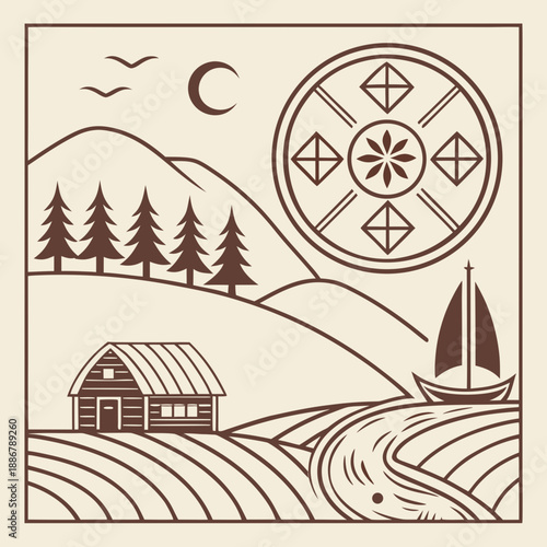 winter landscape with a house