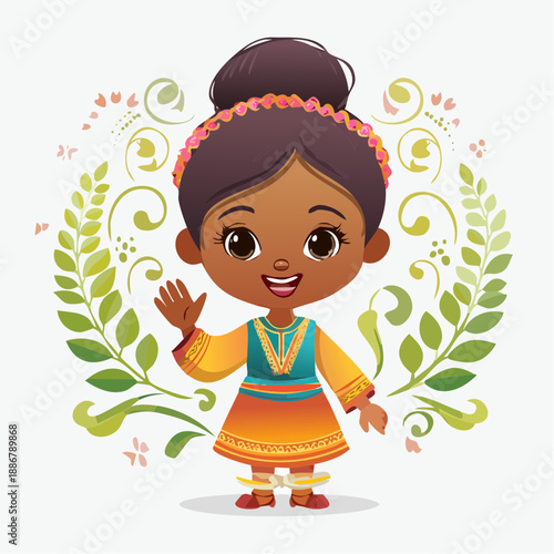 Smiling woman wellness character illustration for self care content, health branding, and lifestyle design