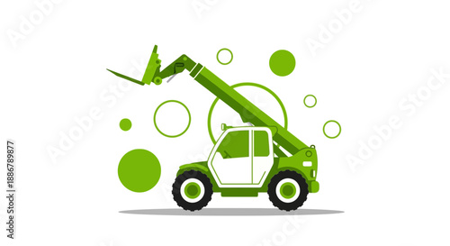 Modern Green Telehandler Construction Vehicle Illustration Lifting Operations Design