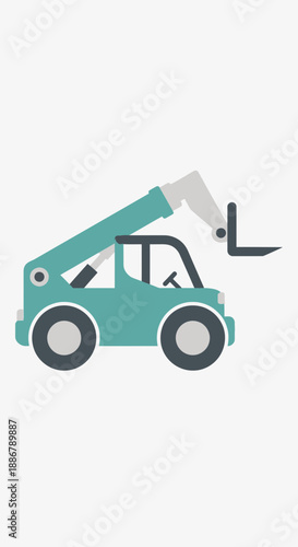 Modern Flat Design Illustration Of Industrial Telescopic Handler Vehicle