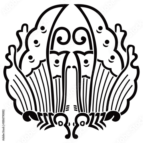 家紋です。陰対い揚羽蝶といいます。