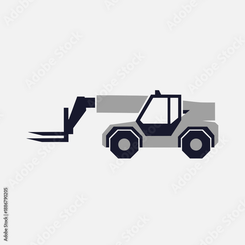Modern Flat Design Telehandler Icon For Construction Industry Operations And Logistics