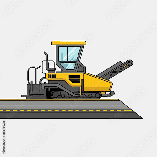 Modern Heavy Construction Vehicle Laying New Asphalt For Road Infrastructure