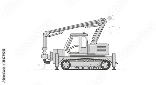 Modern Heavy Duty Concrete Pump Truck Construction Vehicle Vector Illustration Isolated
