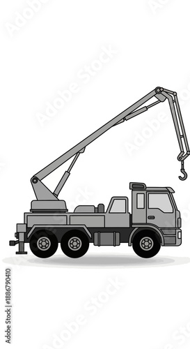 Modern Heavy Duty Crane Truck Illustration Used In Construction Industry Projects