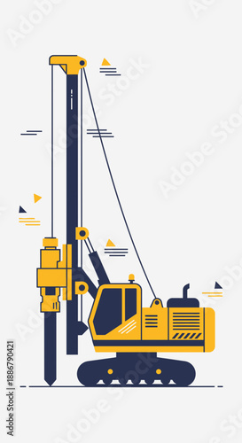 Modern Heavy Duty Drilling Rig Engaged In Geotechnical Site Preparation Ground Engineering And