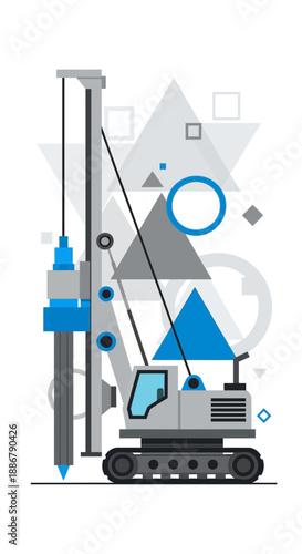 Modern Heavy Duty Drilling Rig Equipment For Industrial Construction Projects With Geometric Shapes