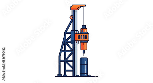 Modern Foundation Drilling Rig Icon Vector Illustration For Construction Industry Projects