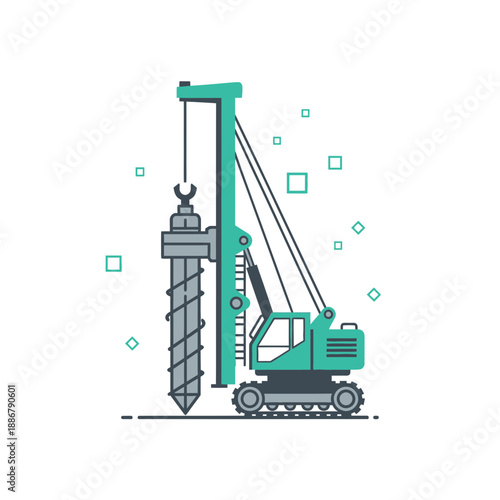 Modern Heavy Duty Pile Driver Equipment For Infrastructure Construction Foundations Digital Icon