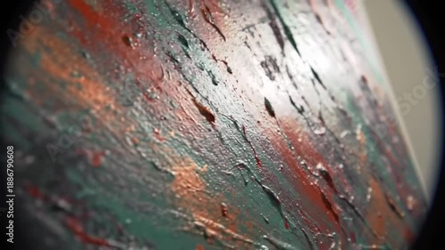 Abstract macro view of colorful painted surface with textured details
