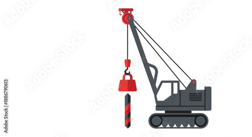 Modern Heavy Duty Pile Driving Equipment For Foundation Construction Project Isolated