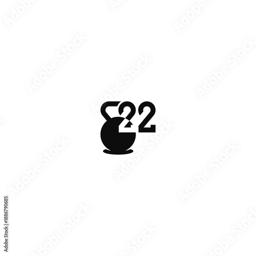 22 Kettlebell number logo concept.