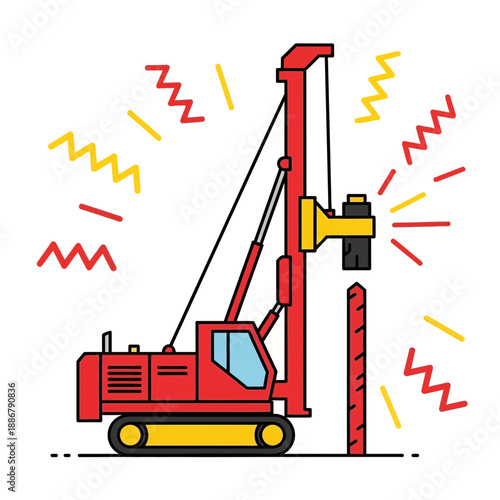 Modern Heavy Equipment Pile Driver Illustrating Groundwork Foundation Installation