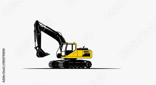 Modern Heavy Excavator Machine Icon For Construction Industry Projects Vector