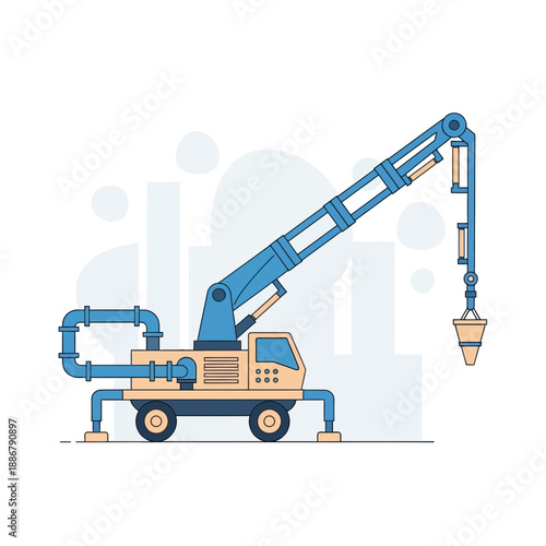 Modern Heavy Industry Drilling Rig Machinery Construction Vehicle Illustration Asset For Engineering