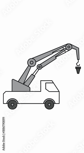 Modern Heavy Lifting Truck Mounted Crane Vector Graphic Design Industrial Equipment Illustration