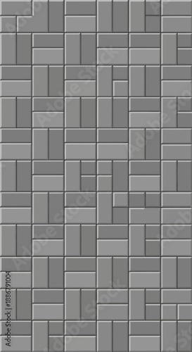 Modern Gray Paver Stone Brickwork Seamless Pattern Design Architectural Background