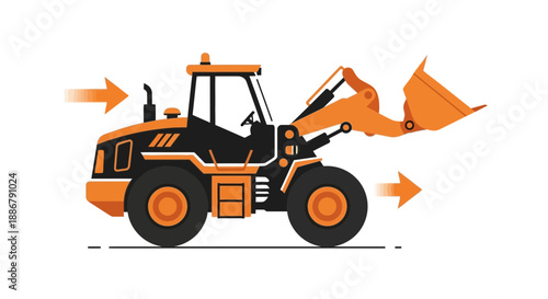 Modern Heavy Wheel Loader Vector Illustration For Construction And Industrial Projects