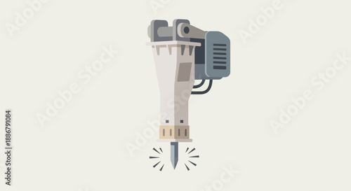 Modern Hydraulic Breaker Icon For Construction And Demolition Projects Vector Illustration Flat