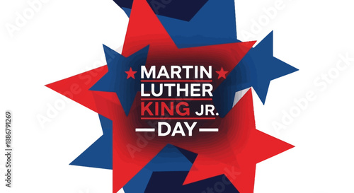 Martin Luther King Jr. Day celebration with red and blue stars.