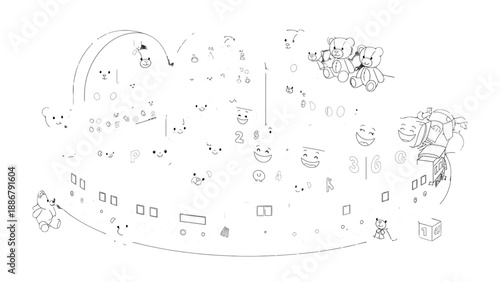 Whimsical Doodle World: A charming artistic creation of a whimsical doodle world, brimming with cute illustrations and playful characters. This sketch embodies imaginative fun.