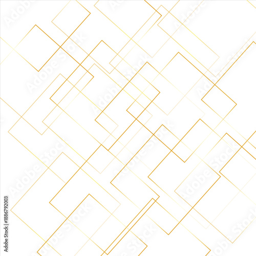Geometric pattern of golden and white color of many squares and rectangle, realistic line wave geometric circle shape with modern minimal and clean white golden background, lines pattern texture.