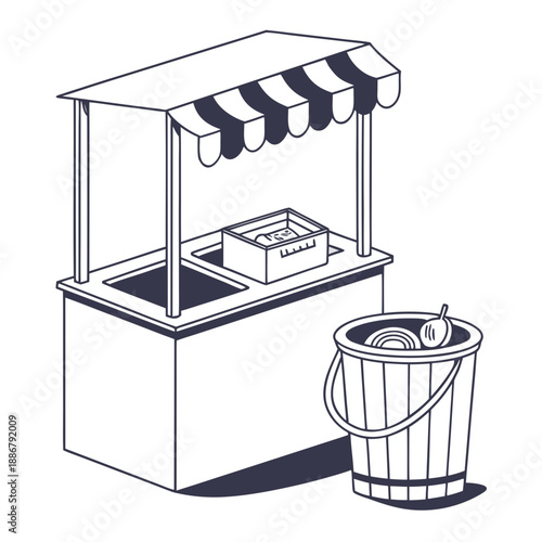 Traditional tin container for frying oil, symbolizing street food culture and local culinary practices.