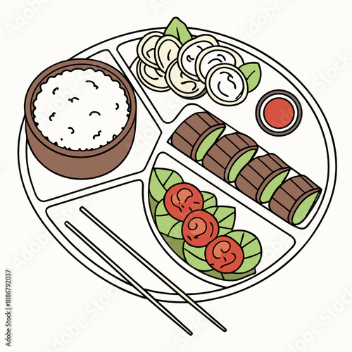 Top view of a local roadside food serving steel plate, ideal for street food presentations and rustic dining experiences.