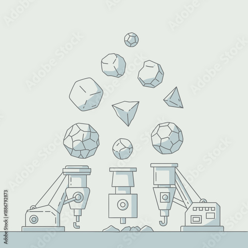 Modern Industrial Processing Graphic With Falling Abstract Geometric Elements Automation Workflow