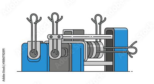 Modern Industrial Production Machine Assembly Line Concept Illustration Design