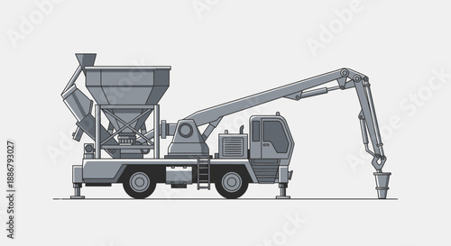 Modern Industrial Concrete Pump Truck Delivering Fluid Materials Essential For Construction Projects