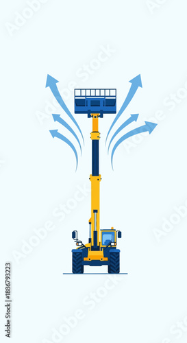 Modern Industrial Telehandler Lift Demonstrating Upward Growth And Progress Vector Art