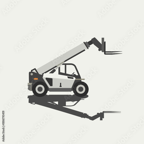 Modern Industrial Telehandler Machine Lifting Equipment Vector Illustration Minimalist Style