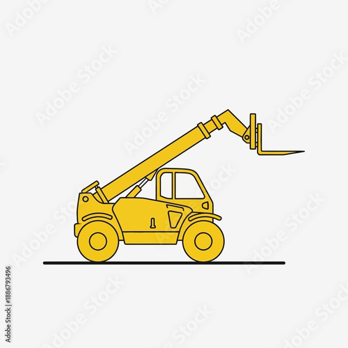 Modern Industrial Telehandler Vector Icon Essential For Construction And Warehouse Operations