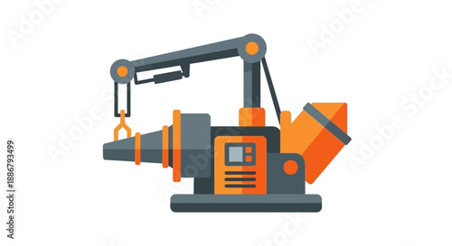 Modern Industrial Construction Equipment Vector Illustration Concrete Mixer And Pumping System