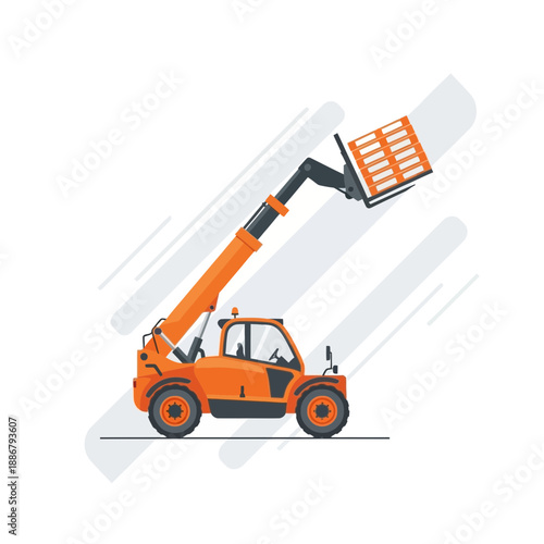 Modern Industrial Telehandler Vehicle Lifting Wooden Pallet With Precision And Efficiency